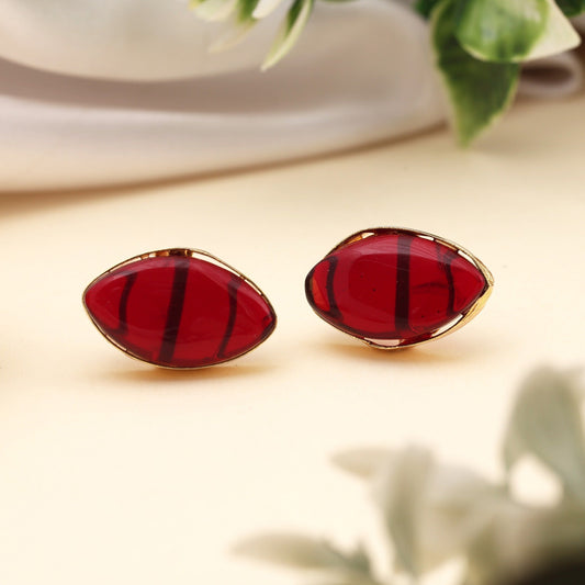 Elegant Maroon Color Amrapali Earrings With Antique Gold Plated Finish