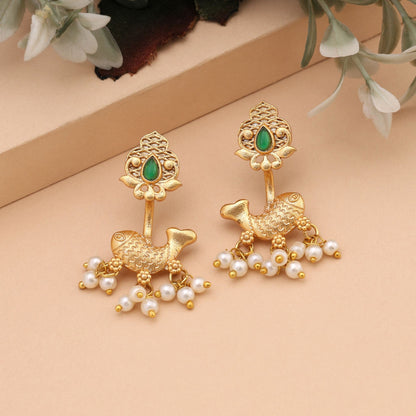 Gorgeous Green Color Amrapali Earrings For Wedding Festivals And Occasions
