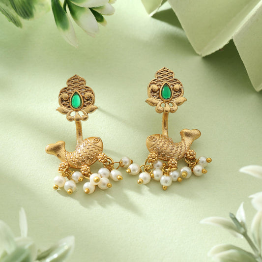 Gorgeous Green Color Amrapali Earrings For Wedding Festivals And Occasions