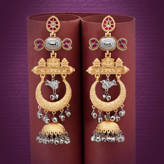 Rani Color Premium Ethnic Style Amrapali Earrings For Wedding Celebrations