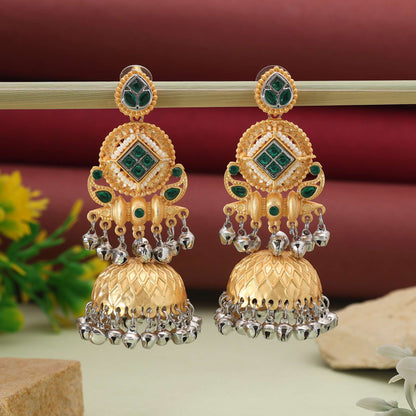 Green Color Gorgeous Antique Design Amrapali Earrings For Festive And Party Outfits