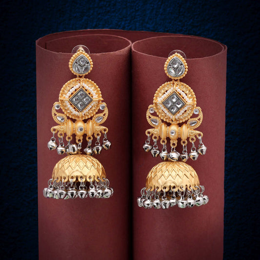Gold & Silver Color Elegant Handmade Amrapali Earrings For Traditional Occasions