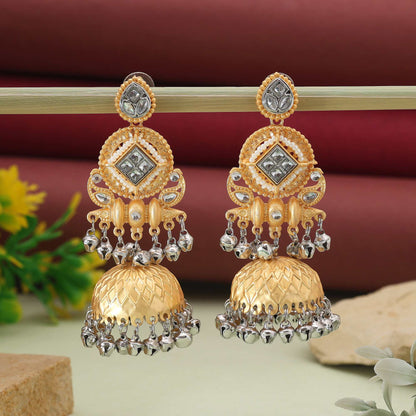 Gold & Silver Color Elegant Handmade Amrapali Earrings For Traditional Occasions