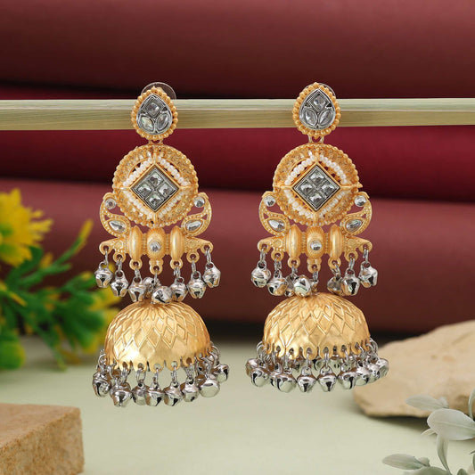 Gold & Silver Color Elegant Handmade Amrapali Earrings For Traditional Occasions