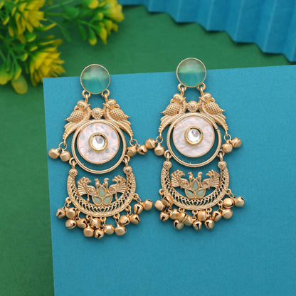 Pista Green Color Elegant Polished Amrapali Earrings For Brides And Women