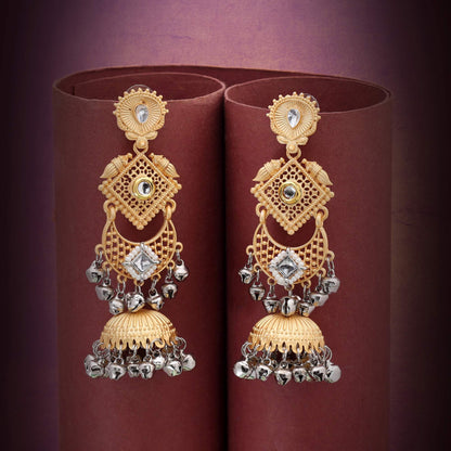 Gold & Silver Color Stunning Bridal Look Amrapali Earrings For Grand Celebrations
