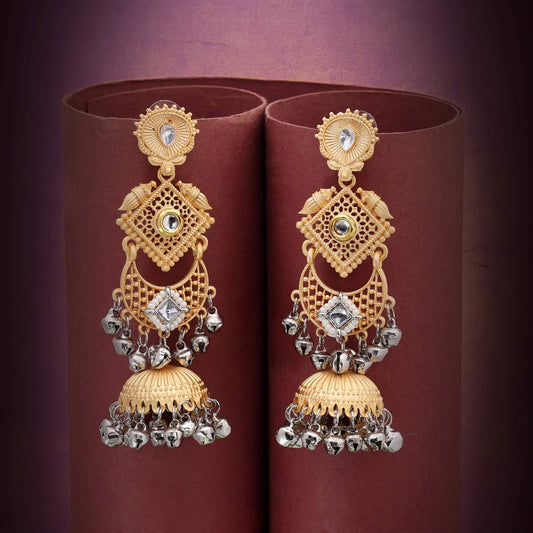 Gold & Silver Color Stunning Bridal Look Amrapali Earrings For Grand Celebrations