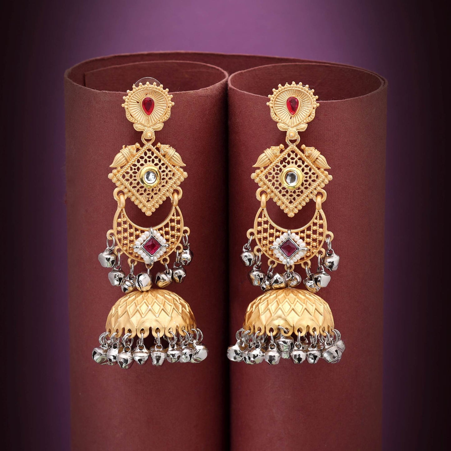 Rani Color Classic Designer Amrapali Earrings For Festive And Traditional Wear