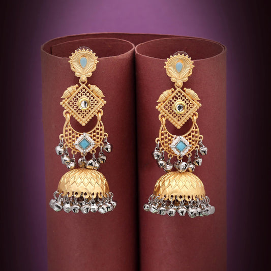 Sky Blue Color Traditional Handcrafted Amrapali Earrings For Elegant Indian Fashion