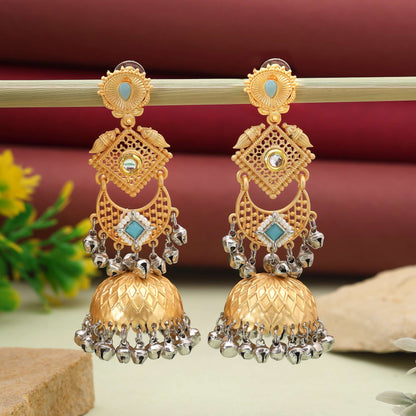 Sky Blue Color Traditional Handcrafted Amrapali Earrings For Elegant Indian Fashion