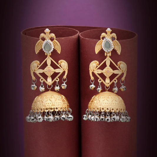 Grey Color Stylish Designer Amrapali Earrings For Wedding And Festive Events