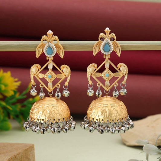 Sky Blue Color Royal Party Wear Amrapali Earrings For Elegant Indian Outfits