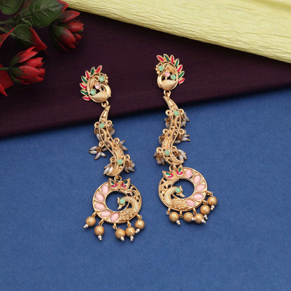 Pink Color Elegant Handmade Amrapali Earrings For Wedding And Celebration Style