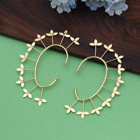 Gold Color Amrapali Earrings Ear Cuff Design Crafted For Bold Traditional Fashion Lovers