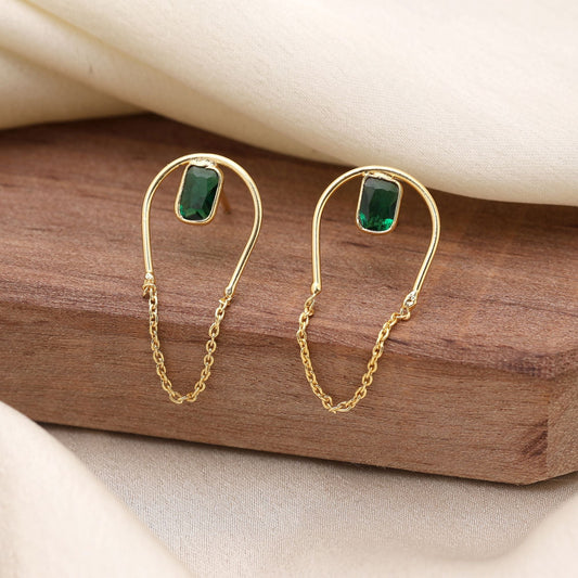 Green Color Amrapali Earrings Inspired By Traditional Indian Tribal Jewelry Art