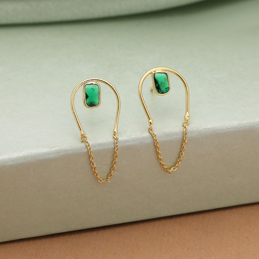 Green Color Amrapali Earrings Inspired By Traditional Indian Tribal Jewelry Art