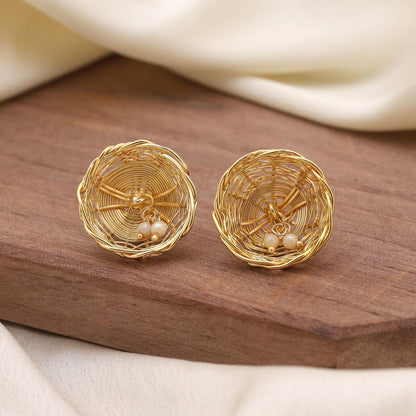 Gold Color Amrapali Earrings Reflecting Timeless Beauty Of Traditional Jewelry