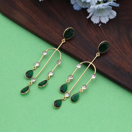 Green Color Amrapali Earrings Offering Vibrant Traditional Charm And Bold Finish
