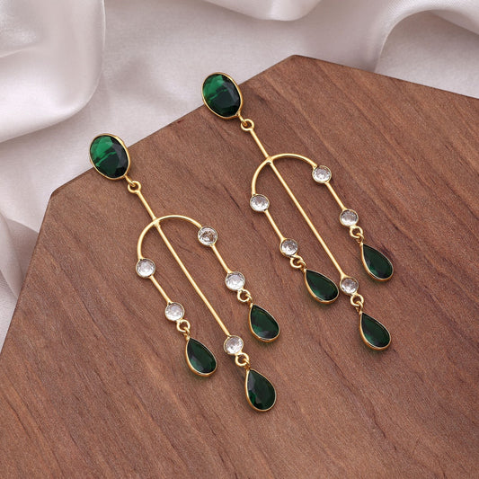 Green Color Amrapali Earrings Offering Vibrant Traditional Charm And Bold Finish