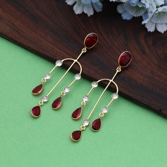 Red Color Amrapali Earrings Inspired By Royal Indian Jewelry Traditions