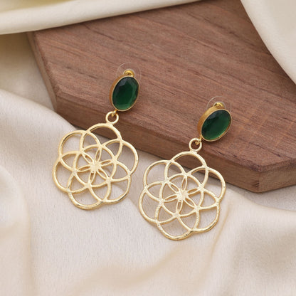 Green Color Amrapali Earrings Featuring Antique Finish With Tribal Inspiration
