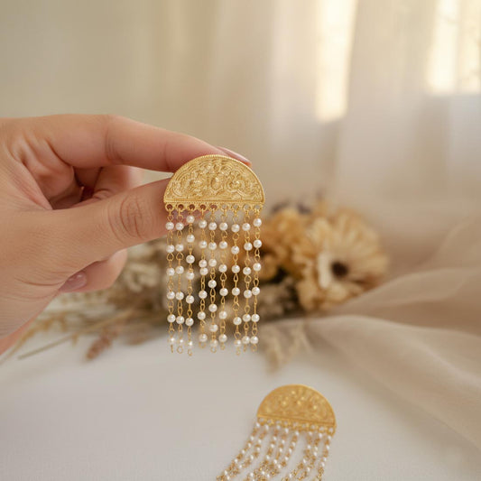 White Color Traditional Amrapali Earrings Elegant Ethnic Temple Style Jewelry