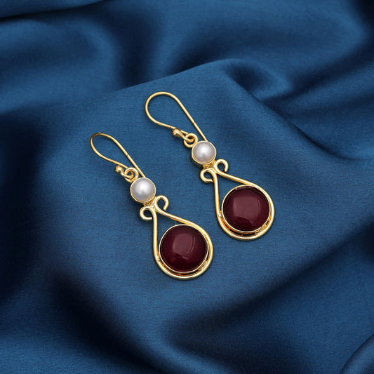 Royal Maroon Color Amrapali Earrings With Classic Wedding Party Wear Design Collection