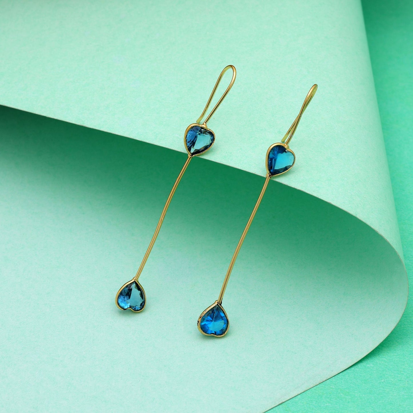 Elegant Turquoise Blue Color Amrapali Earrings With Stylish Ethnic Party Wear Finish