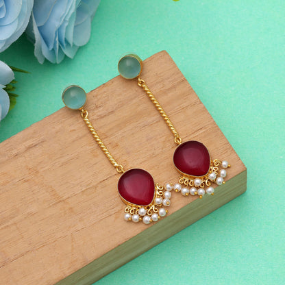 Wunderschöne Amrapali-Ohrringe in Weinrot für die Styling-Kollektion für traditionelle Hochzeitsanlässe