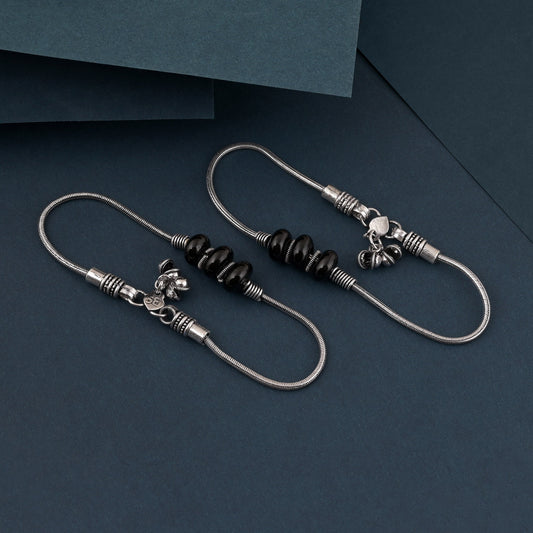 Trendy Black Color Oxidised Anklet Perfect For Indo-Western Outfits