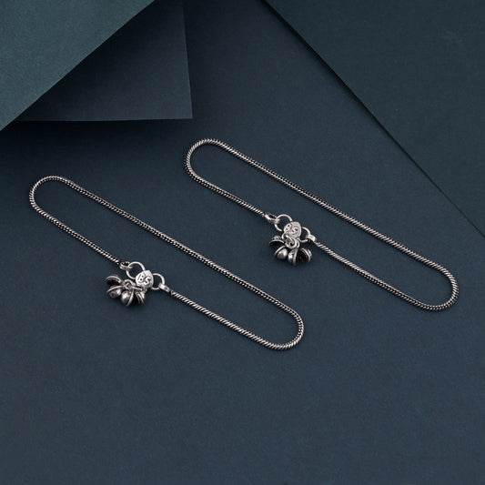 Handmade Silver Color Oxidised Anklet With Fine Detailing And Comfortable Fit