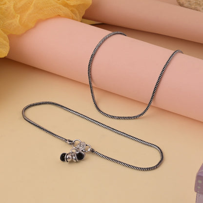 Handmade Silver Color Oxidised Anklet With Fine Detailing And Comfortable Fit