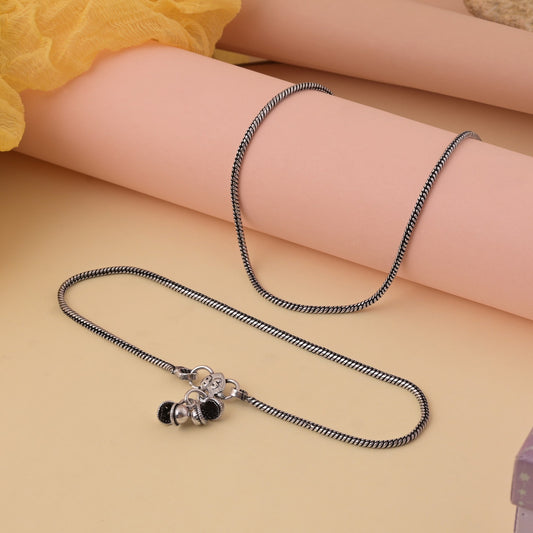 Handmade Silver Color Oxidised Anklet With Fine Detailing And Comfortable Fit