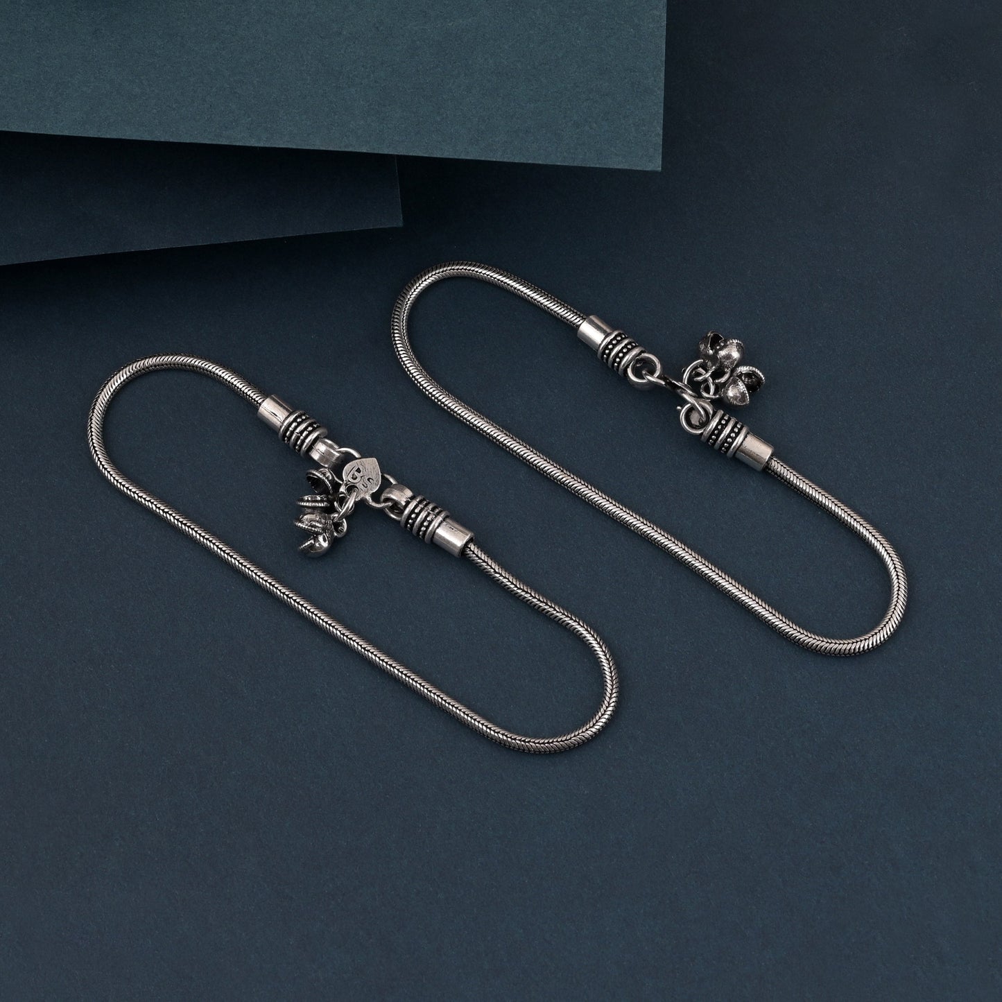 Designer Silver Color Oxidised Anklet With Unique Pattern And Artisanal Touch