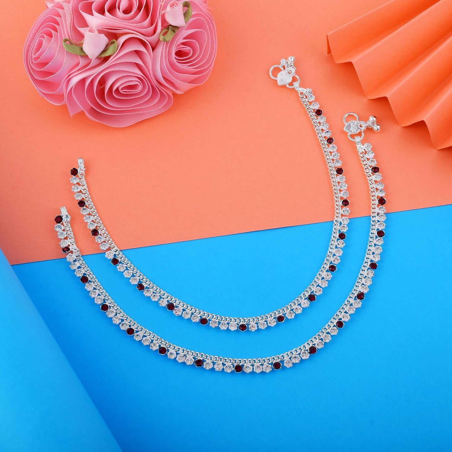 Attractive Maroon Color Anklets Crafted for Daily Wear, Parties, and Cultural Celebrations