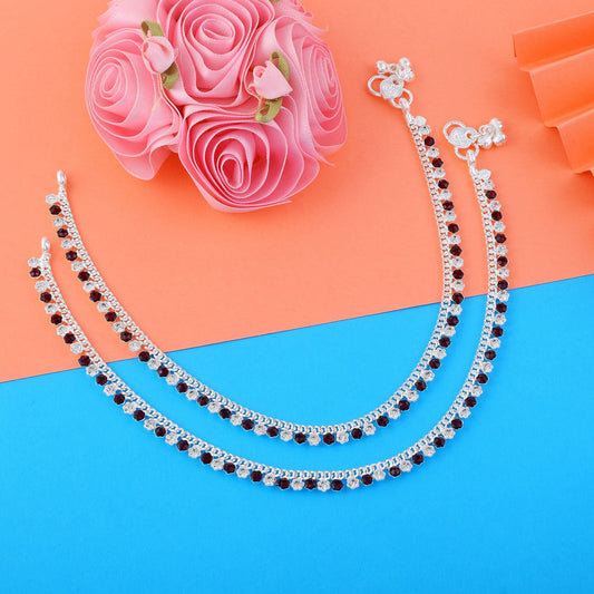 Stylish Maroon Color Anklets Crafted for Women’s Bridal, Party, and Festival Jewelry Needs