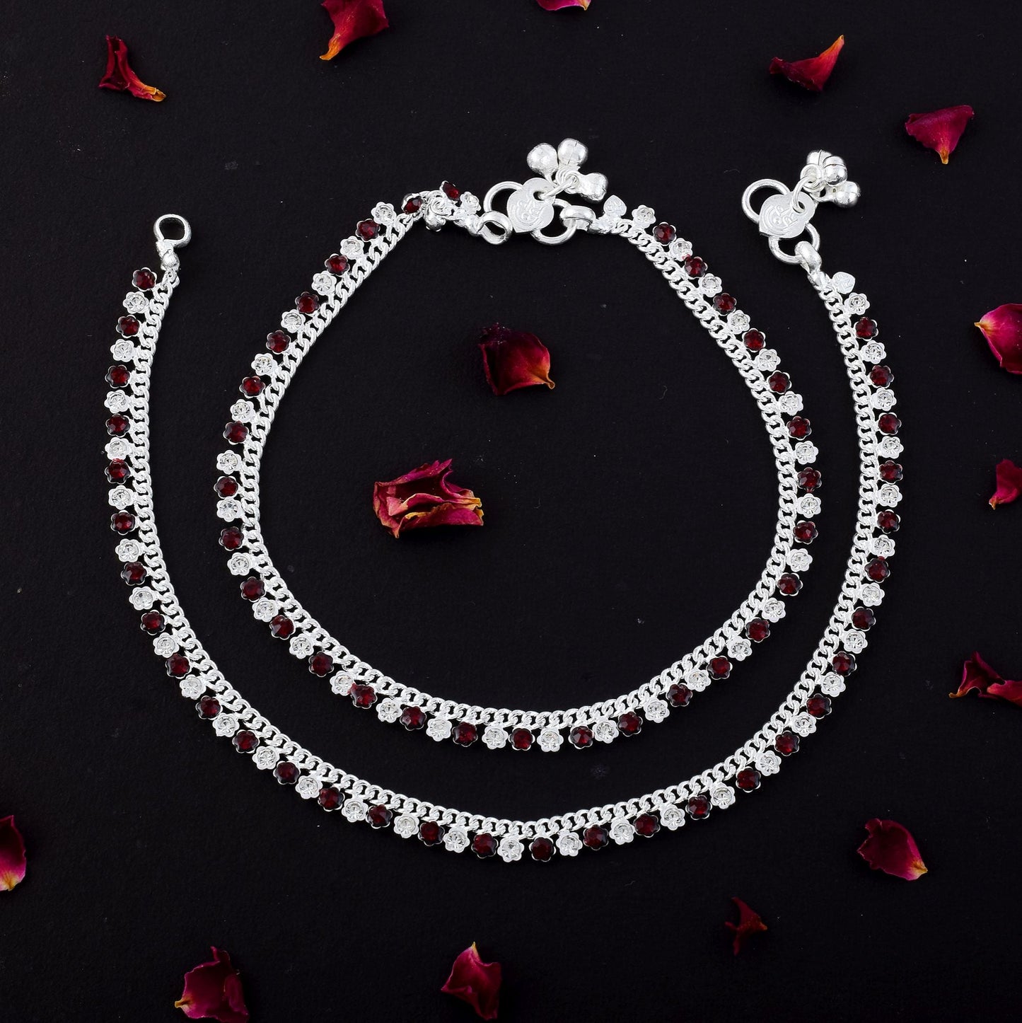 Stylish Maroon Color Anklets Crafted for Women’s Bridal, Party, and Festival Jewelry Needs