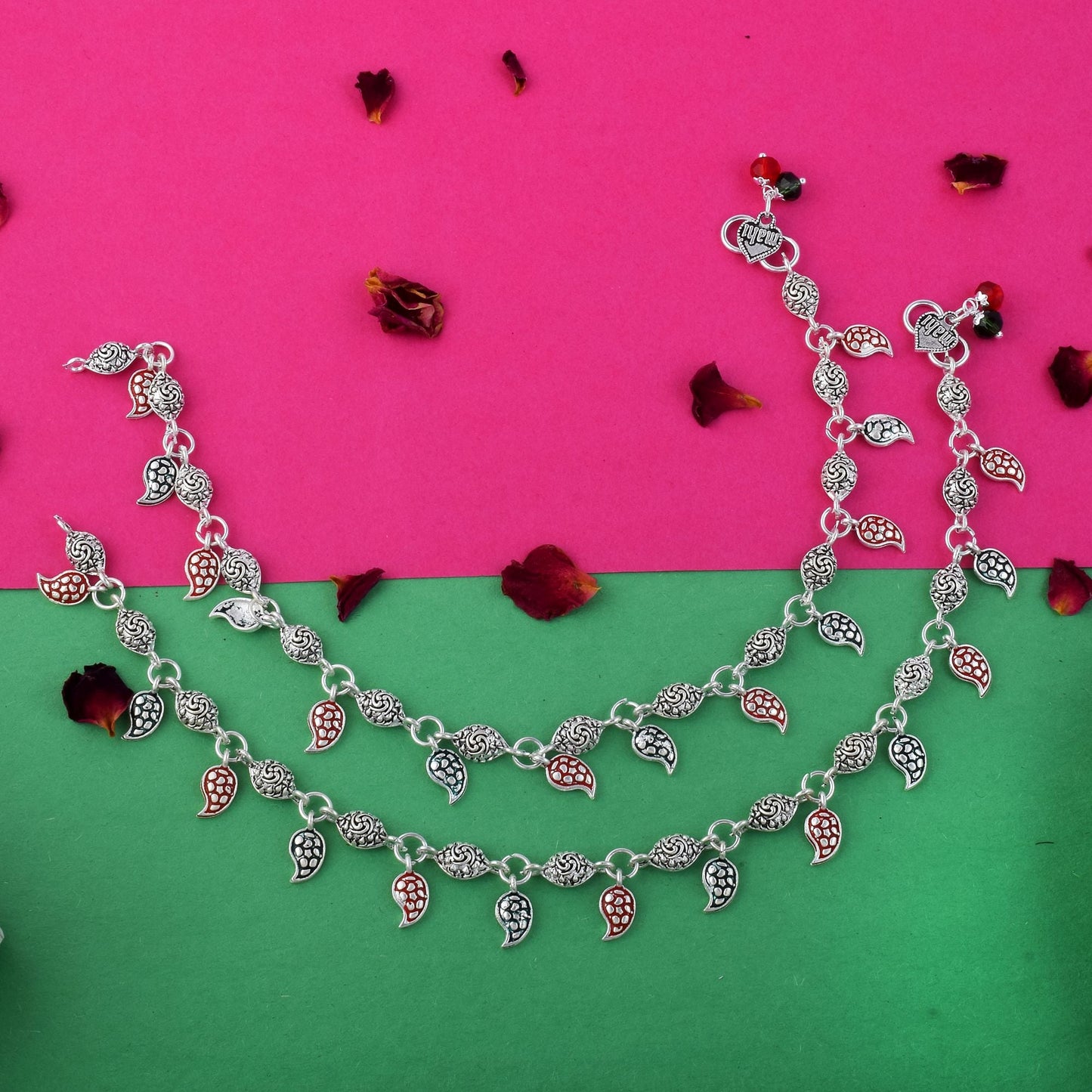 Stylish Multi Color Oxidised Anklet Perfect For Weddings, Parties, And Traditional Cultural Functions