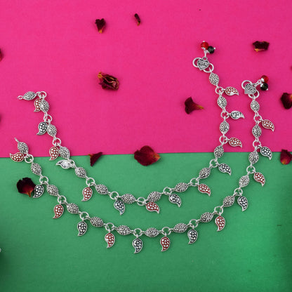 Stylish Multi Color Oxidised Anklet Perfect For Weddings, Parties, And Traditional Cultural Functions