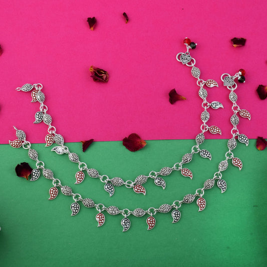 Stylish Multi Color Oxidised Anklet Perfect For Weddings, Parties, And Traditional Cultural Functions