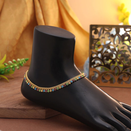 Multi Color Anklet Designed With Vibrant Detailing For Festive And Casual Styling