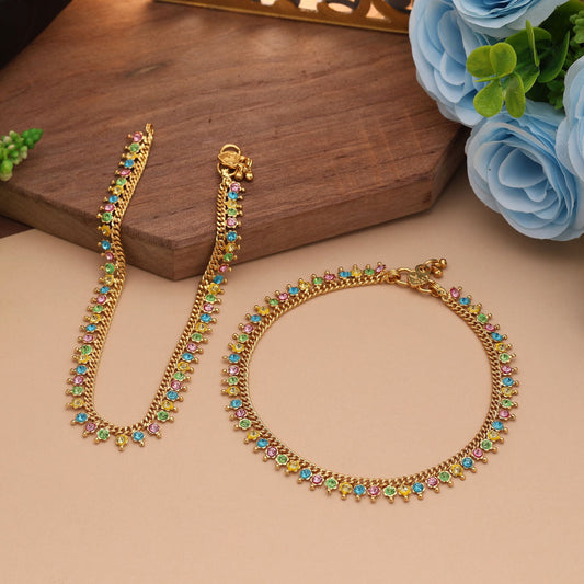 Multi Color Anklet Created To Add Playful Elegance To Ankle Jewelry Collections
