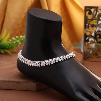 Silver Color Anklet Designed For Minimal Ethnic Fashion And Daily Wear