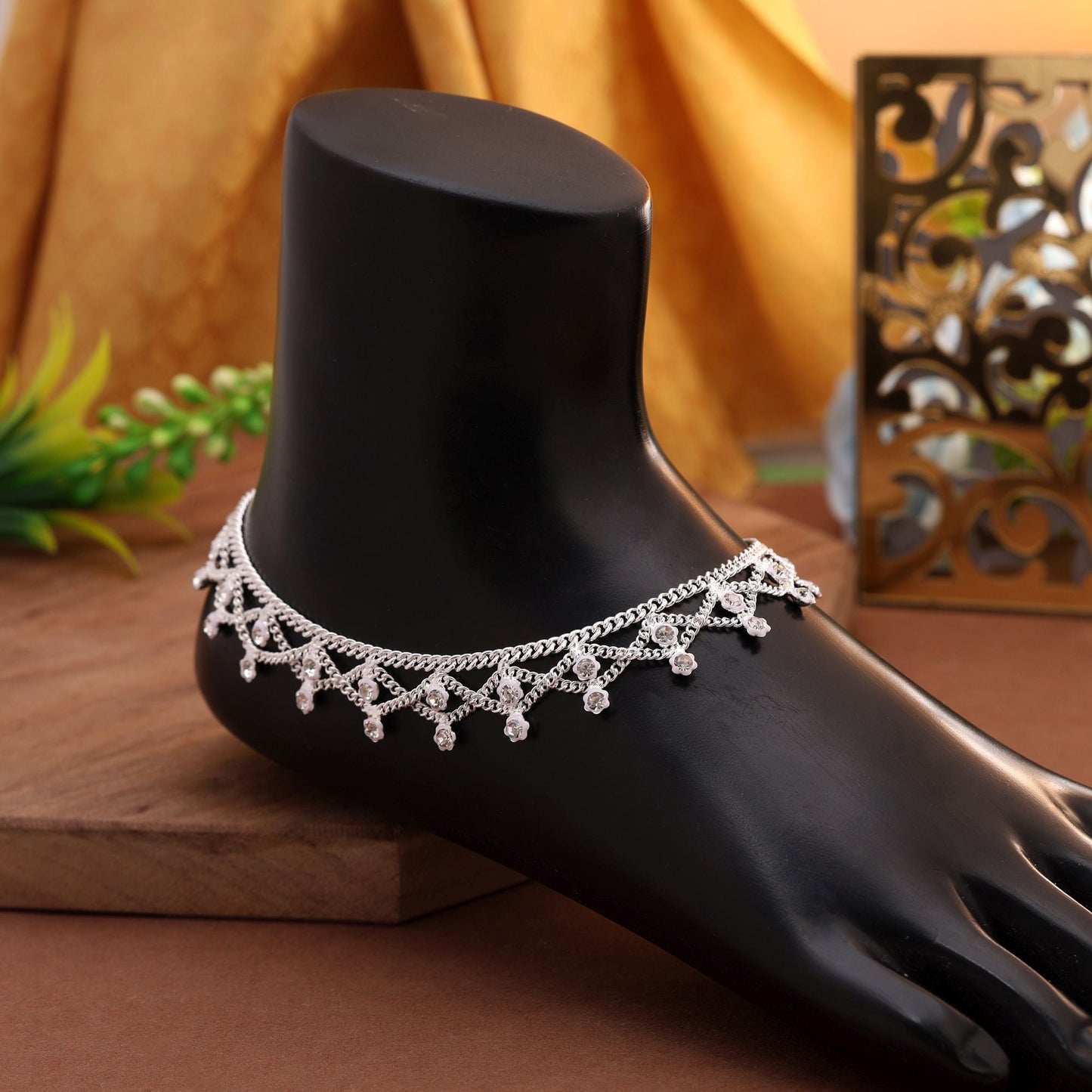 Silver Color Anklet Crafted To Complement Festive Outfits And Casual Wear