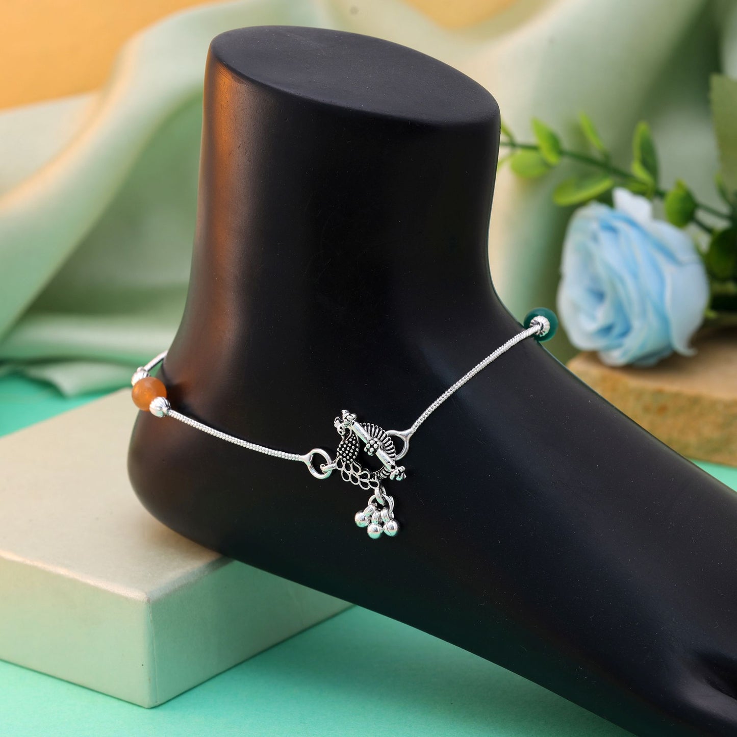 Lebhaftes, mehrfarbig oxidiertes Fußkettchen für den täglichen Modeschmuck