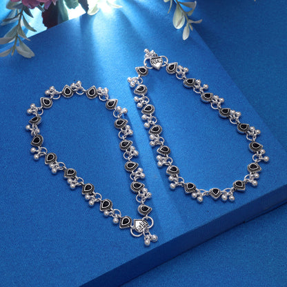 Black Color Oxidised Anklet With Attractive Ethnic Fashion Statement