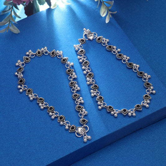 Black Color Oxidised Anklet With Attractive Ethnic Fashion Statement