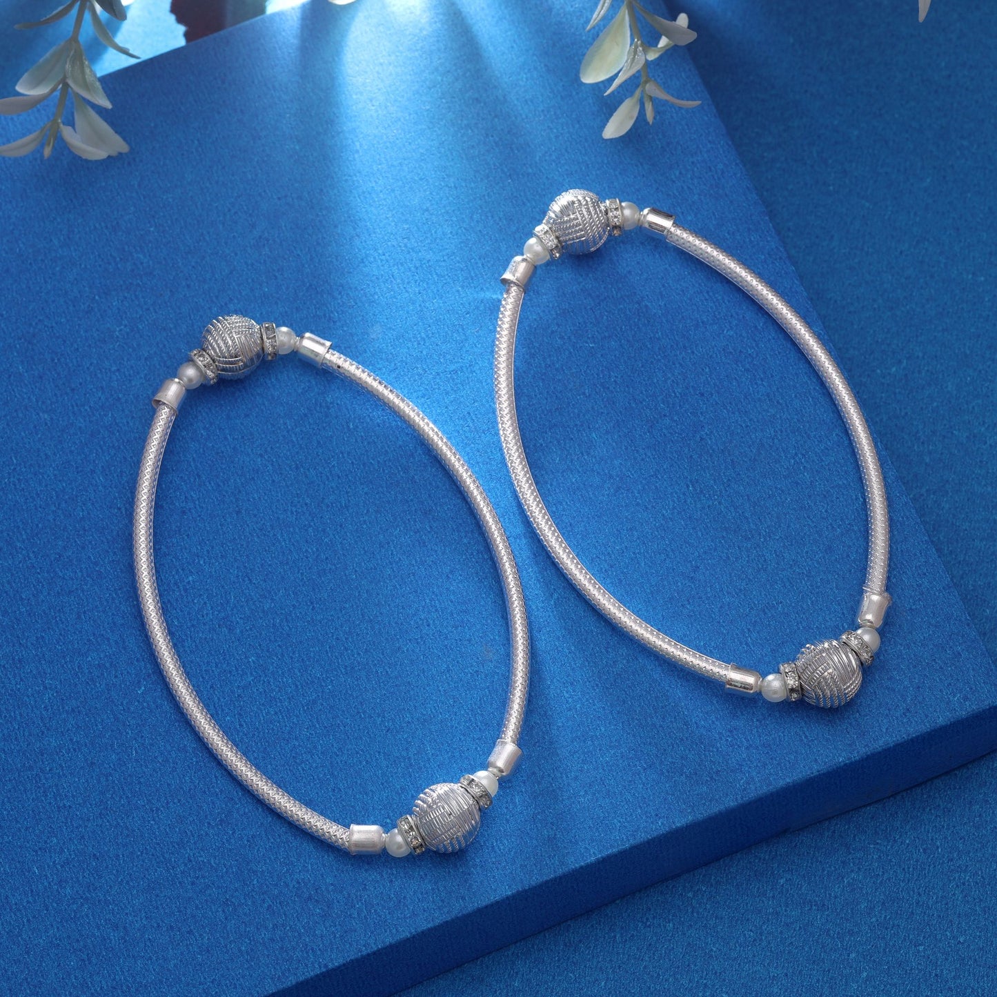 Silver Color Oxidised Anklet Featuring Elegant Handmade Jewellery Style