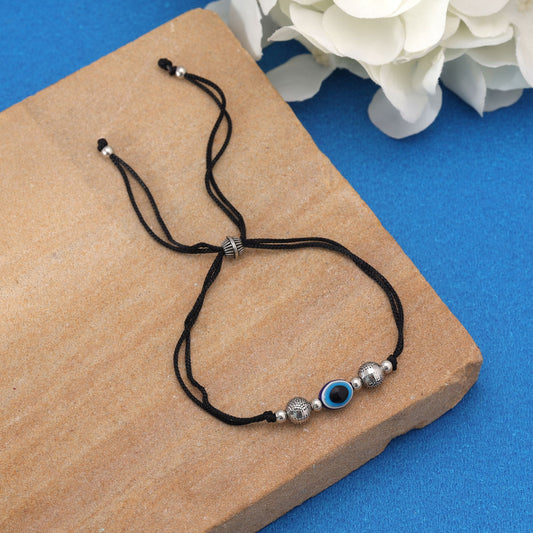 Black Color Single Foot Thread Anklet With Stylish Bohemian Look