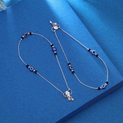 Blue Color Oxidised Anklet With Graceful Ethnic Jewellery Detailing